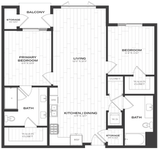 2 Bed/2 Bath-B3 1508 floor plan